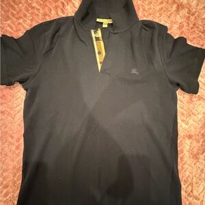 Burberry Black Polo Shirt with Check Detail